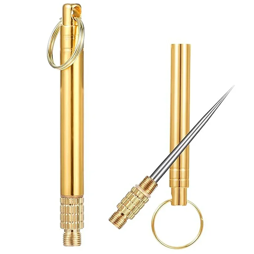 Dental Floss Picks - 1PC Portable Titanium &Brass Toothpick Fruit