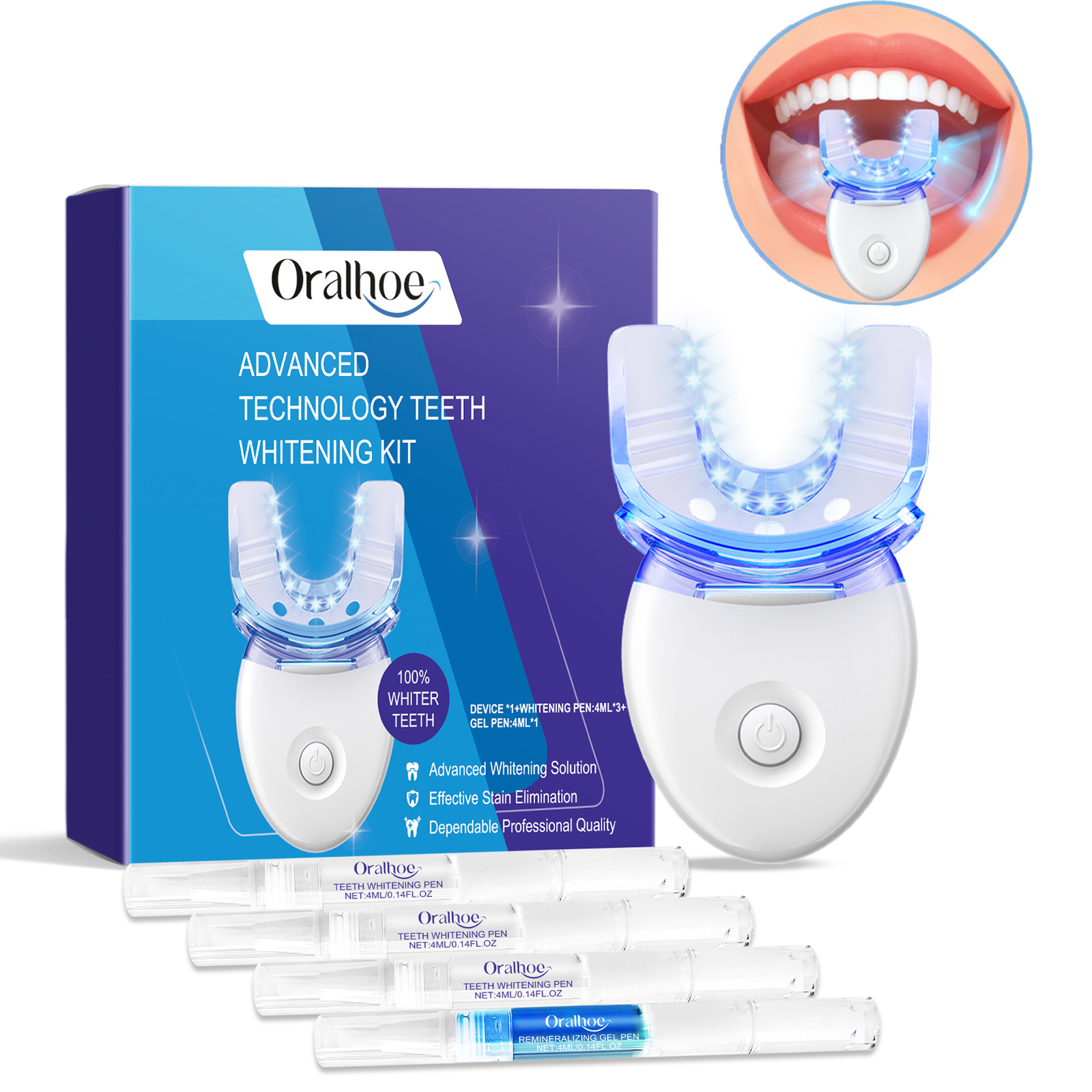 Whitening Mouthwash - Professional Teeth Whitening LED Light Kit