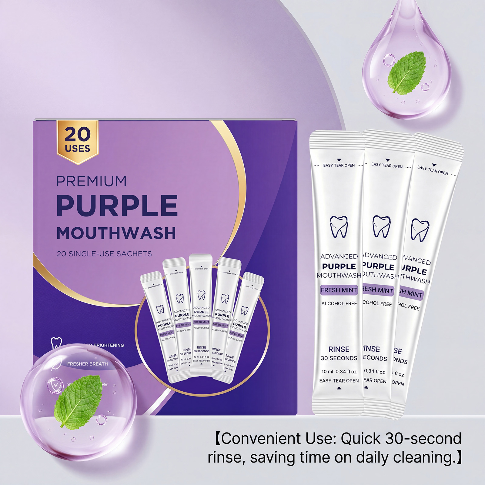 20/40 Pack Purple Mouthwash Fo - огляд і ціна Whitening Mouthwash