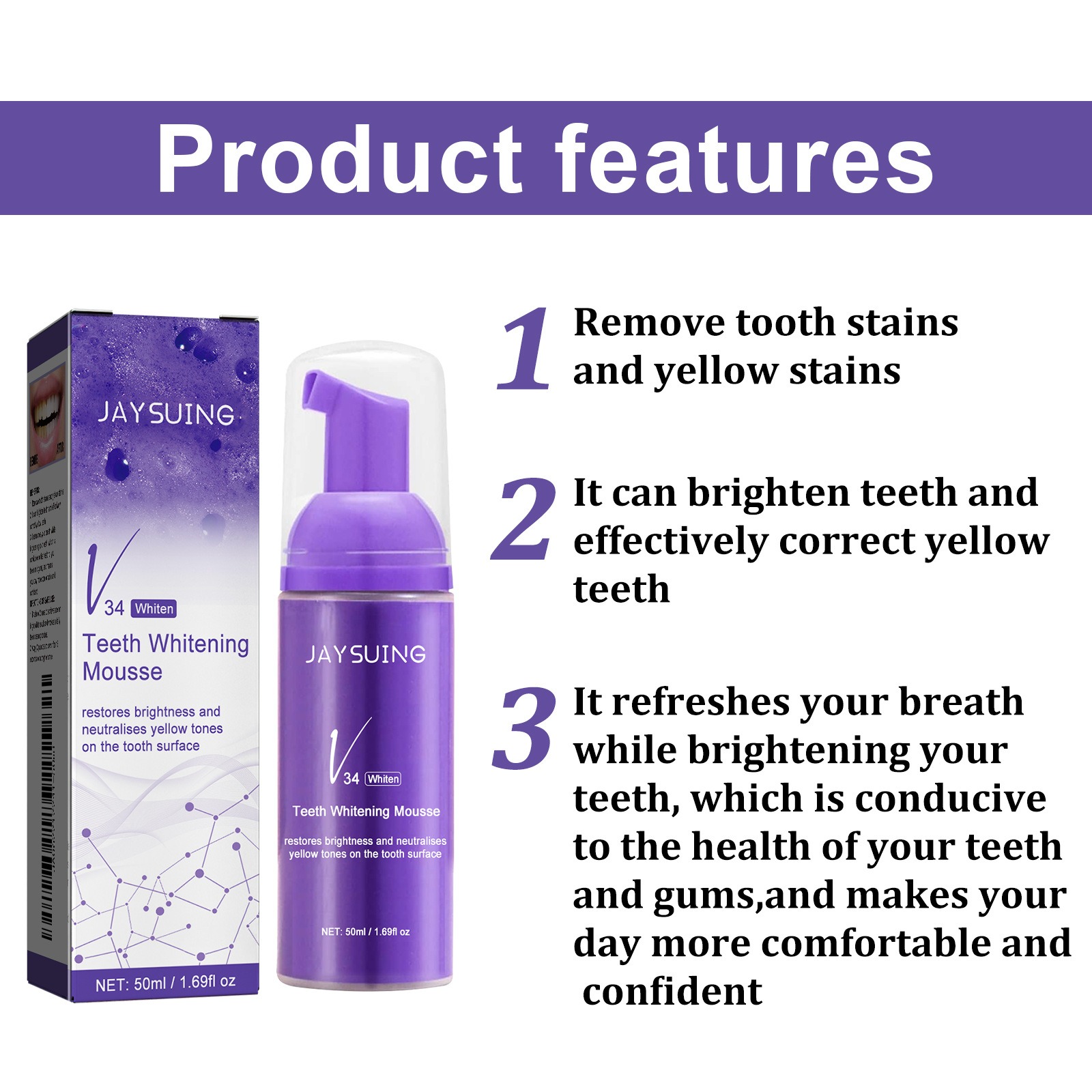 V34 Mousse Teeth Cleaning Toot - огляд і ціна Teeth Whitening Mousse