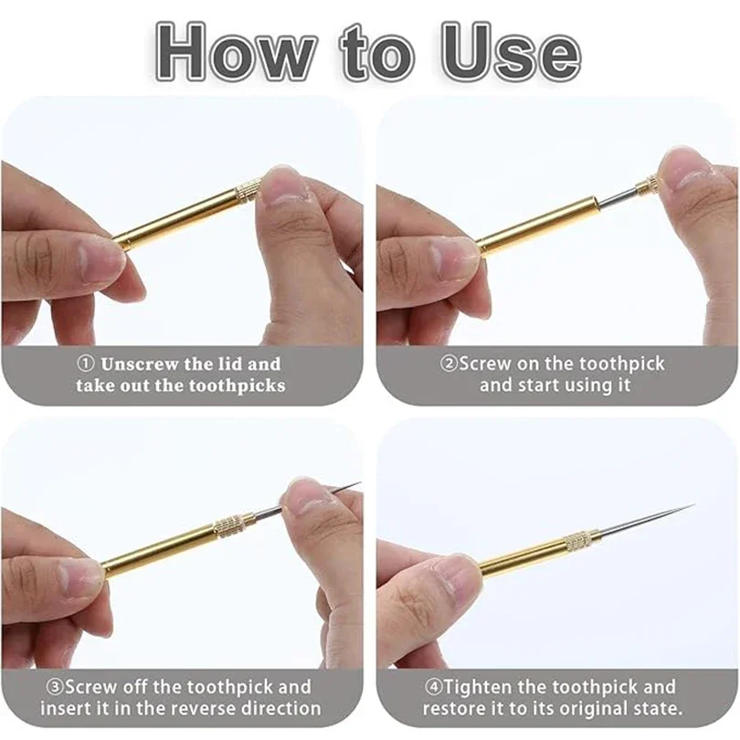 1PC Portable Titanium &Brass T - огляд і ціна Dental Floss Picks